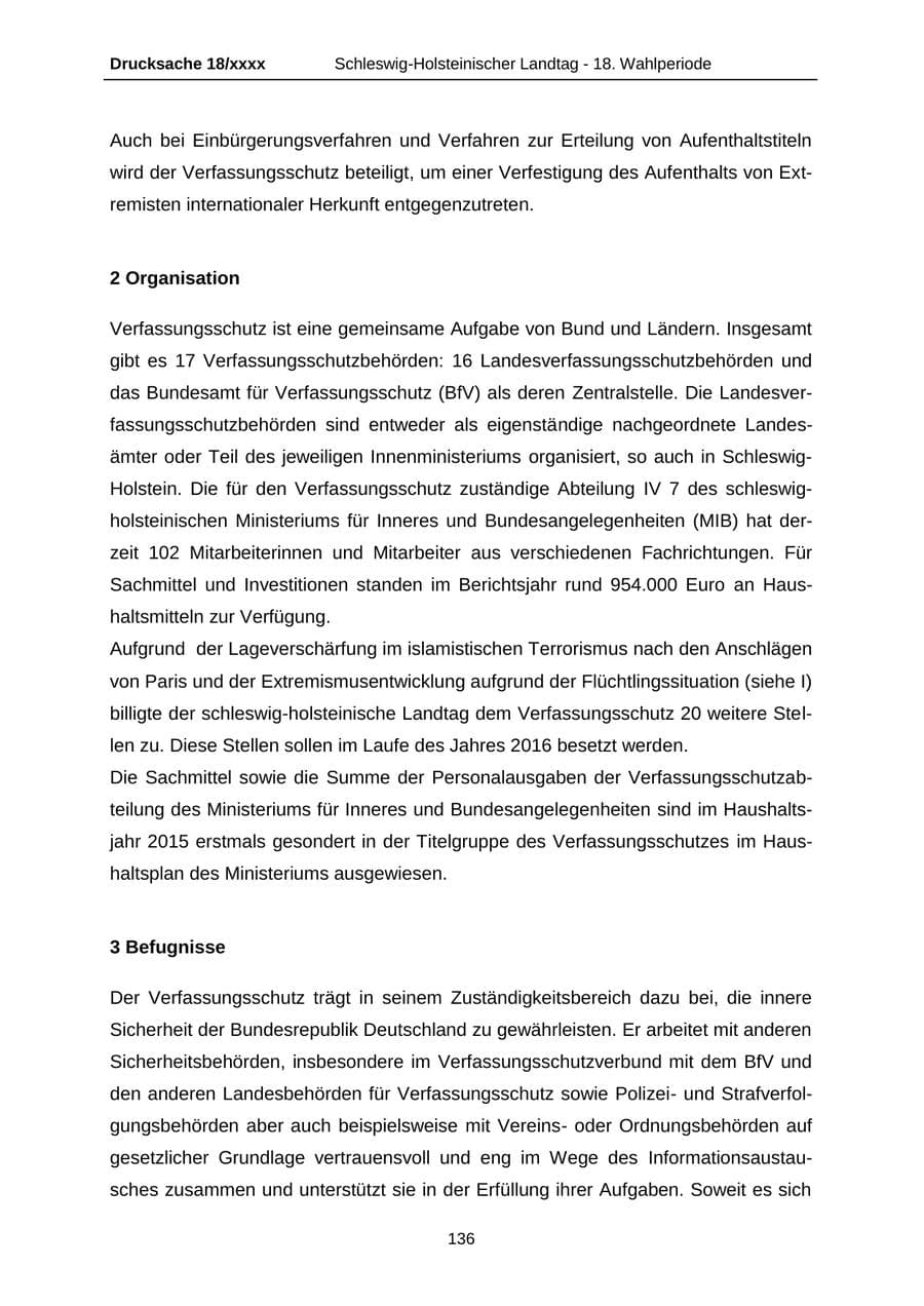 Seite 136 des Verfassungsschutzbericht 2015 Schleswig-Holstein