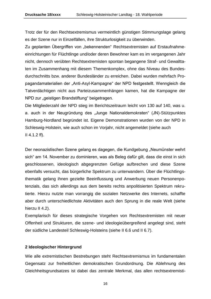 Seite 16 des Verfassungsschutzbericht 2015 Schleswig-Holstein