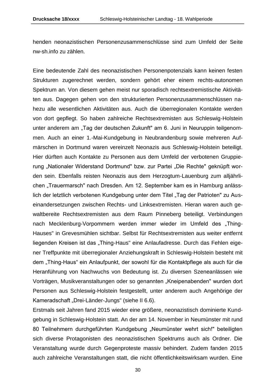 Seite 30 des Verfassungsschutzbericht 2015 Schleswig-Holstein