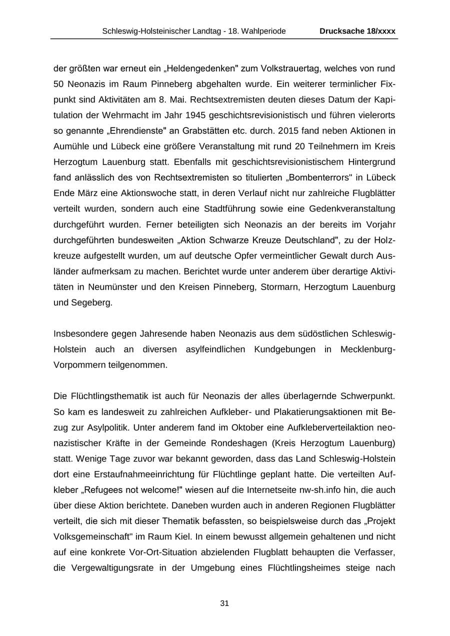 Seite 31 des Verfassungsschutzbericht 2015 Schleswig-Holstein