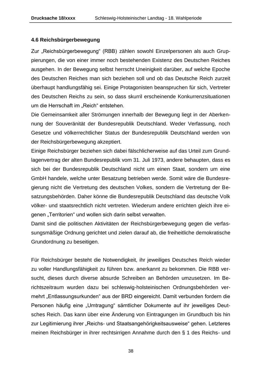 Seite 38 des Verfassungsschutzbericht 2015 Schleswig-Holstein