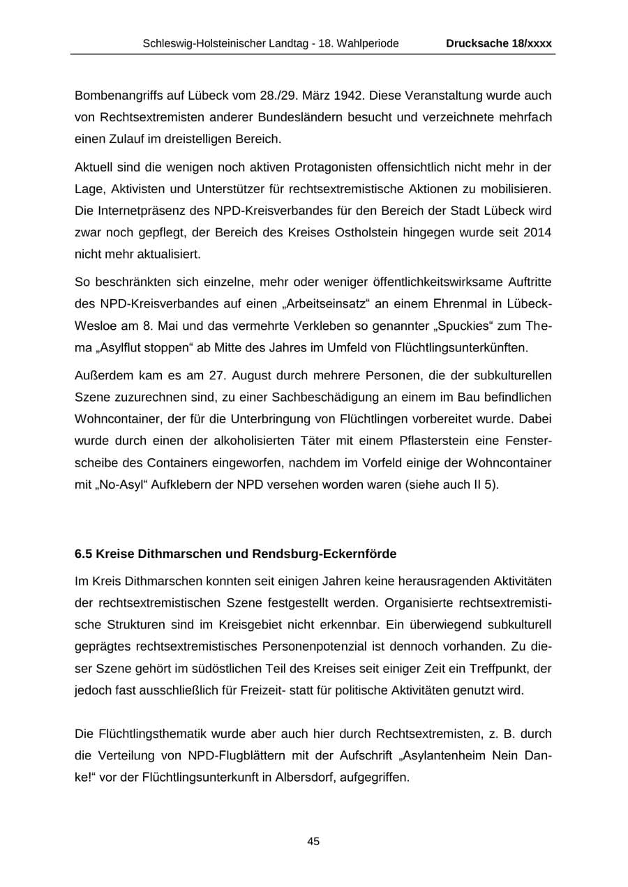 Seite 45 des Verfassungsschutzbericht 2015 Schleswig-Holstein
