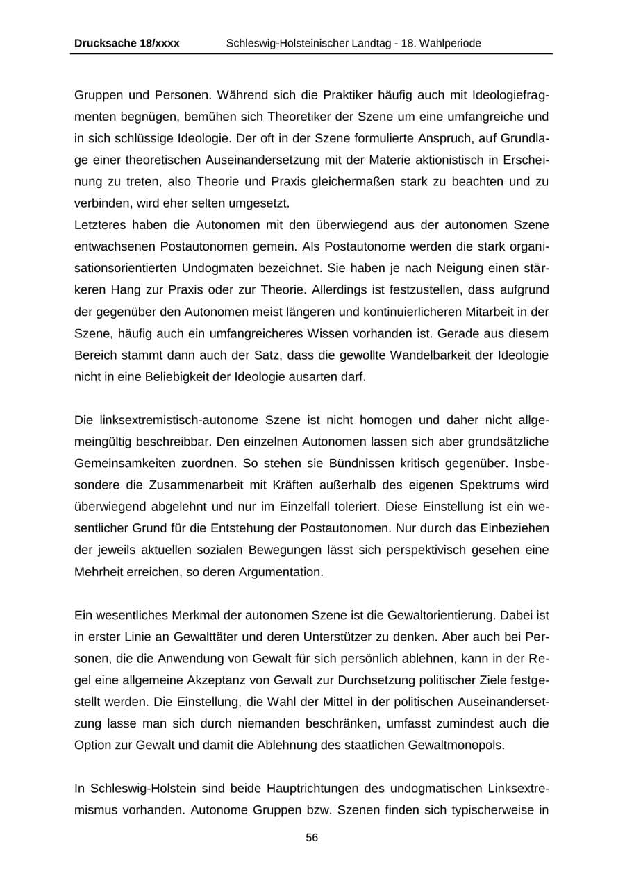 Seite 56 des Verfassungsschutzbericht 2015 Schleswig-Holstein