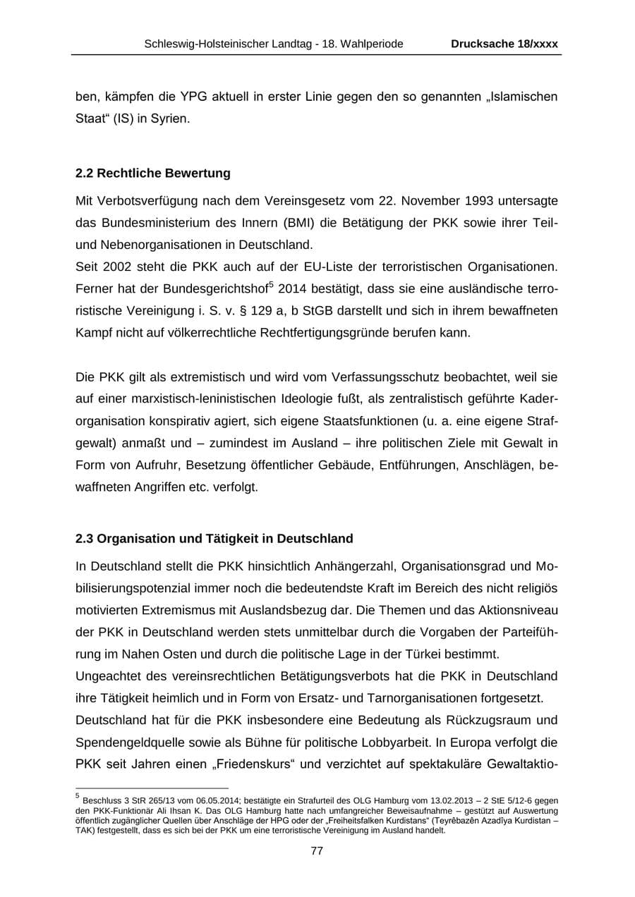 Seite 77 des Verfassungsschutzbericht 2015 Schleswig-Holstein
