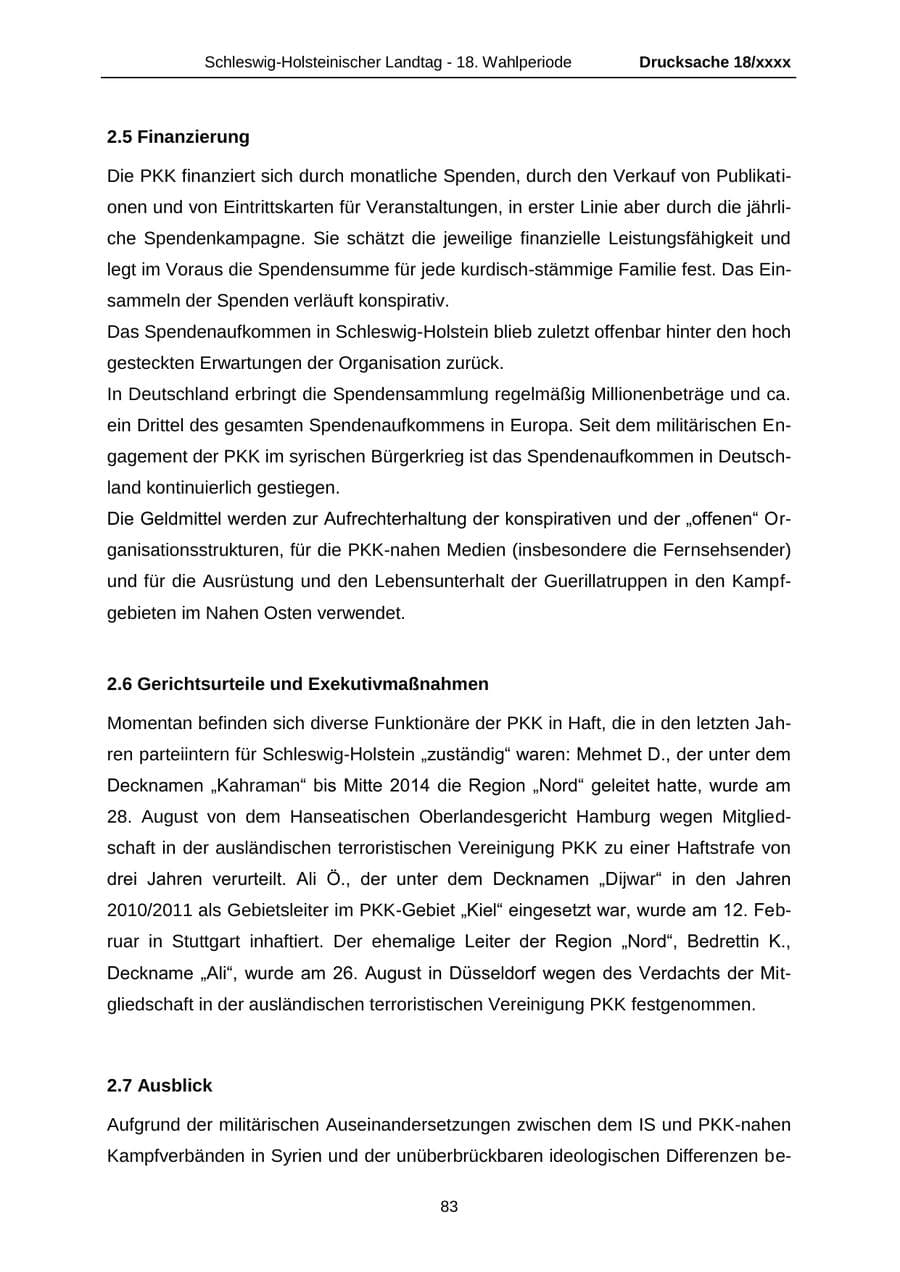 Seite 83 des Verfassungsschutzbericht 2015 Schleswig-Holstein