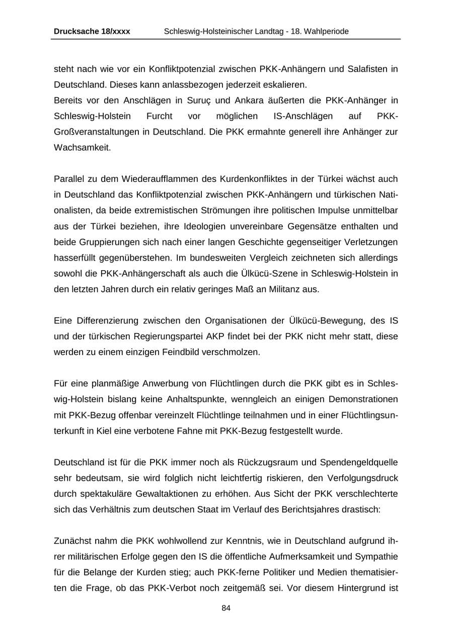 Seite 84 des Verfassungsschutzbericht 2015 Schleswig-Holstein