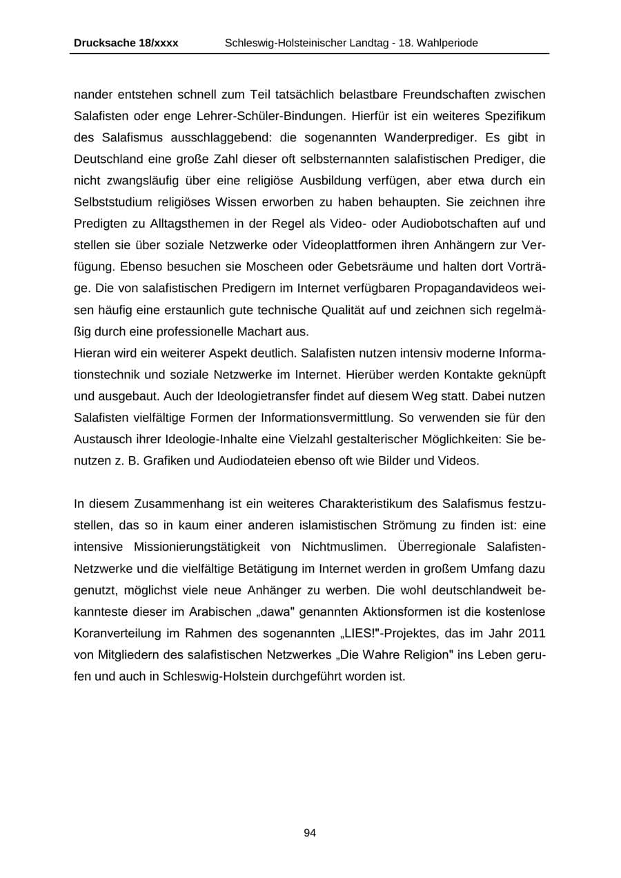 Seite 94 des Verfassungsschutzbericht 2015 Schleswig-Holstein