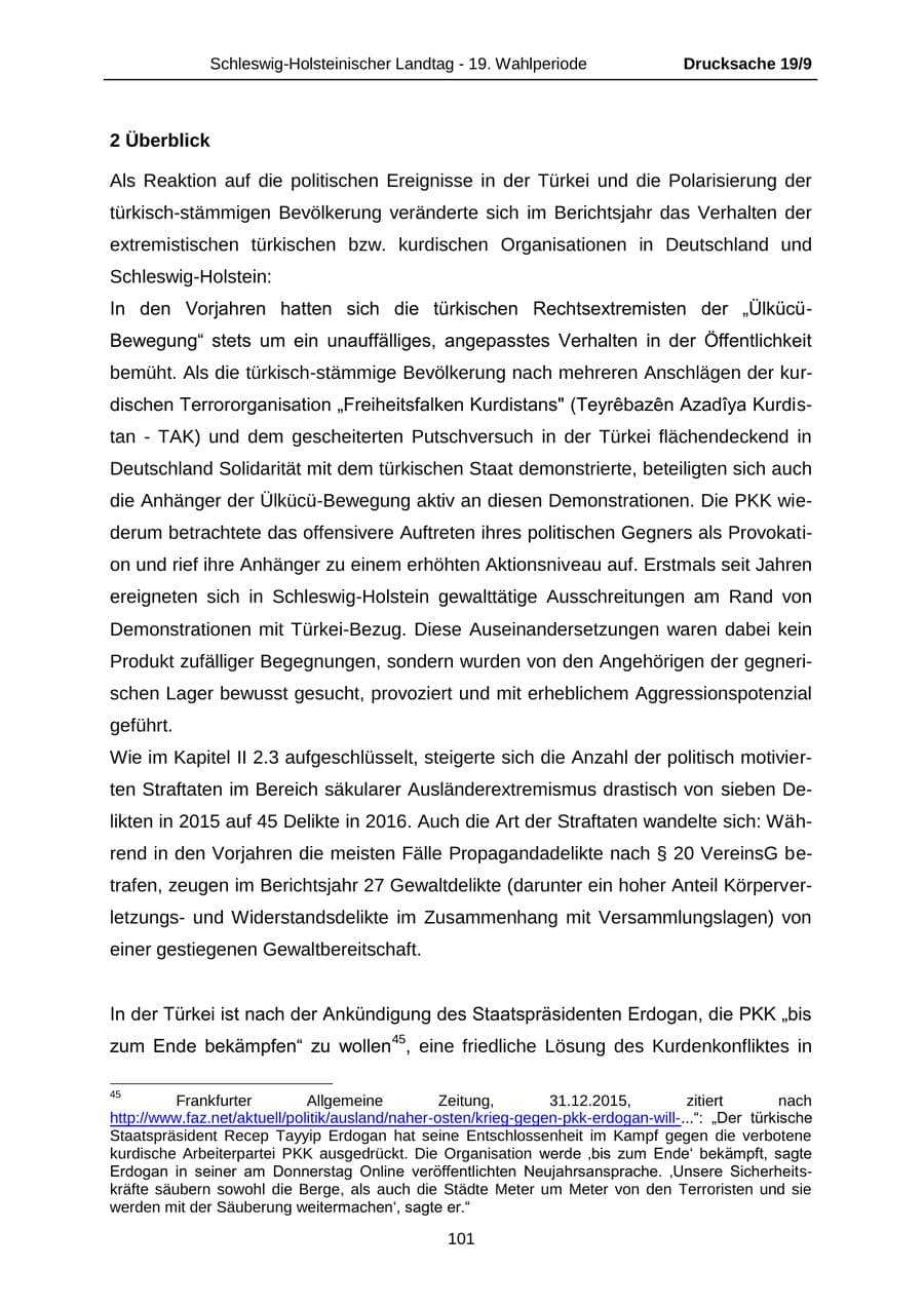 Seite 101 des Verfassungsschutzbericht 2016 Schleswig-Holstein