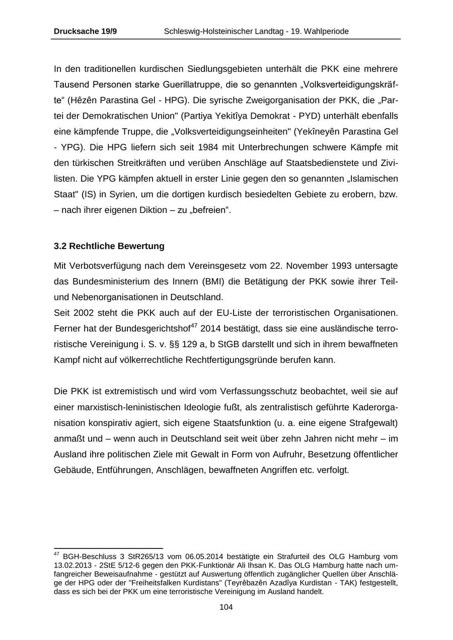 Seite 104 des Verfassungsschutzbericht 2016 Schleswig-Holstein
