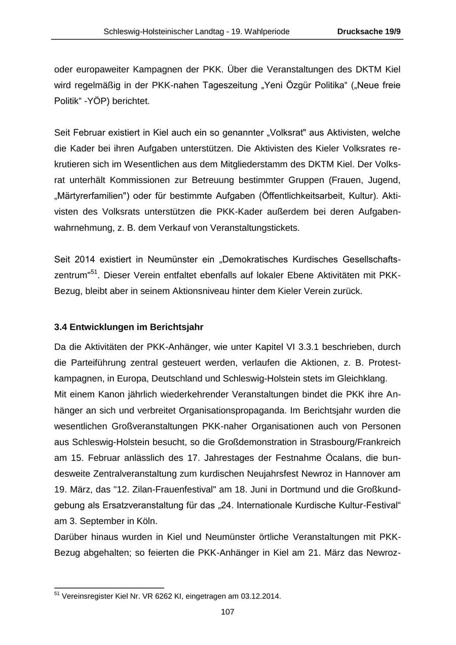 Seite 107 des Verfassungsschutzbericht 2016 Schleswig-Holstein