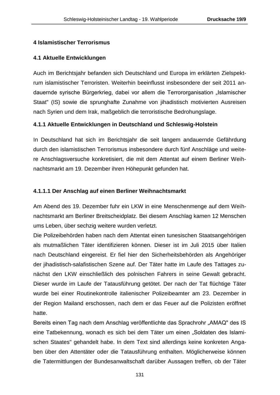 Seite 131 des Verfassungsschutzbericht 2016 Schleswig-Holstein