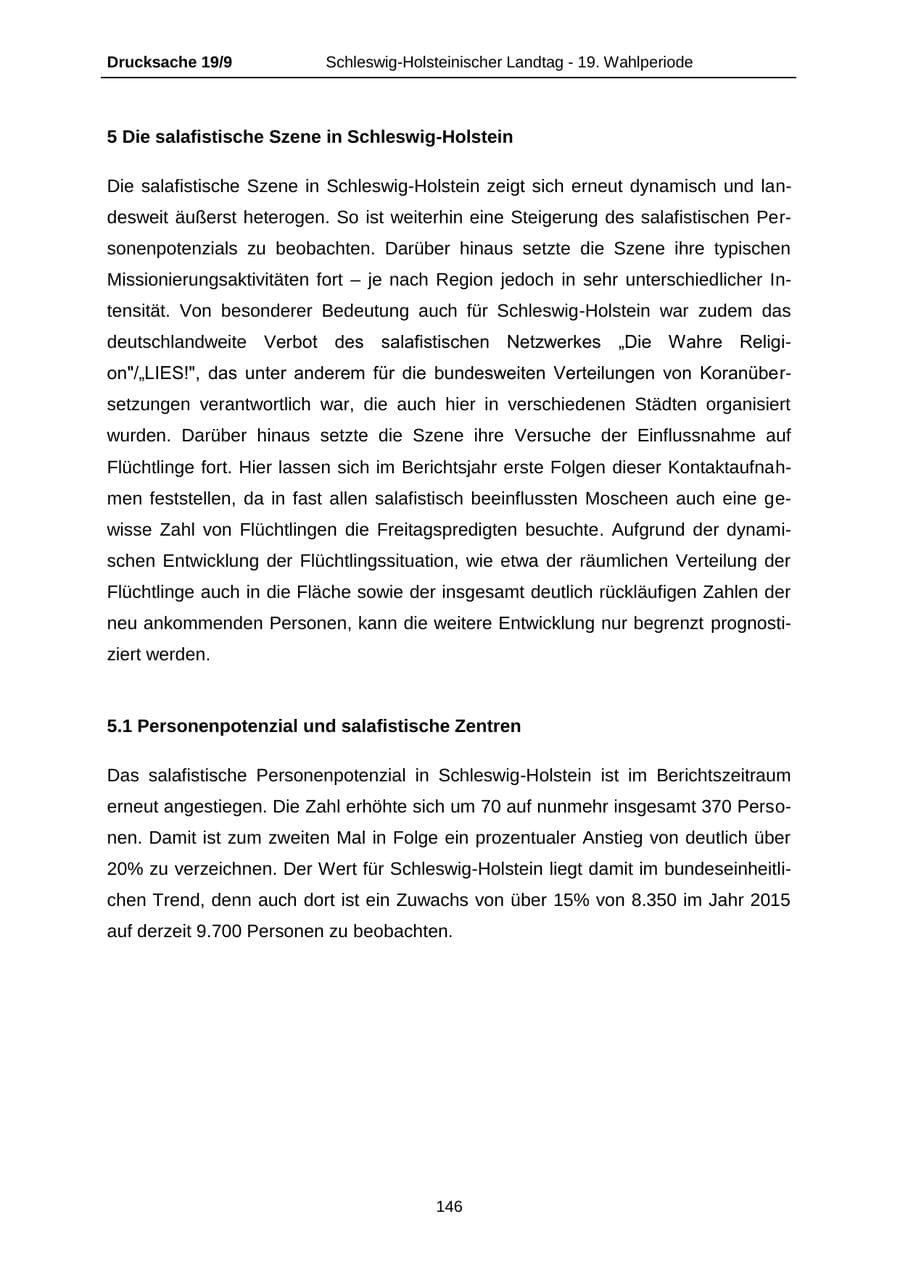 Seite 146 des Verfassungsschutzbericht 2016 Schleswig-Holstein