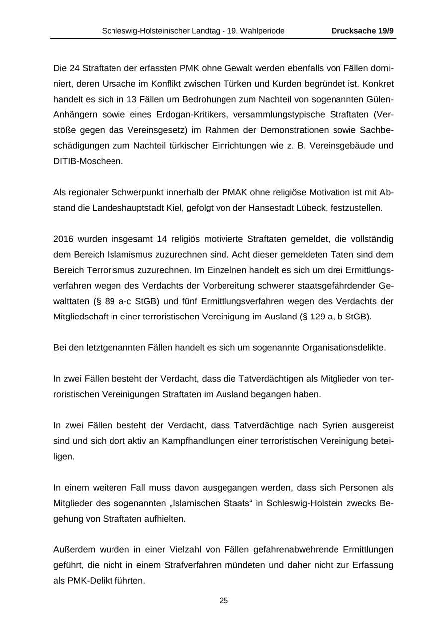 Seite 25 des Verfassungsschutzbericht 2016 Schleswig-Holstein