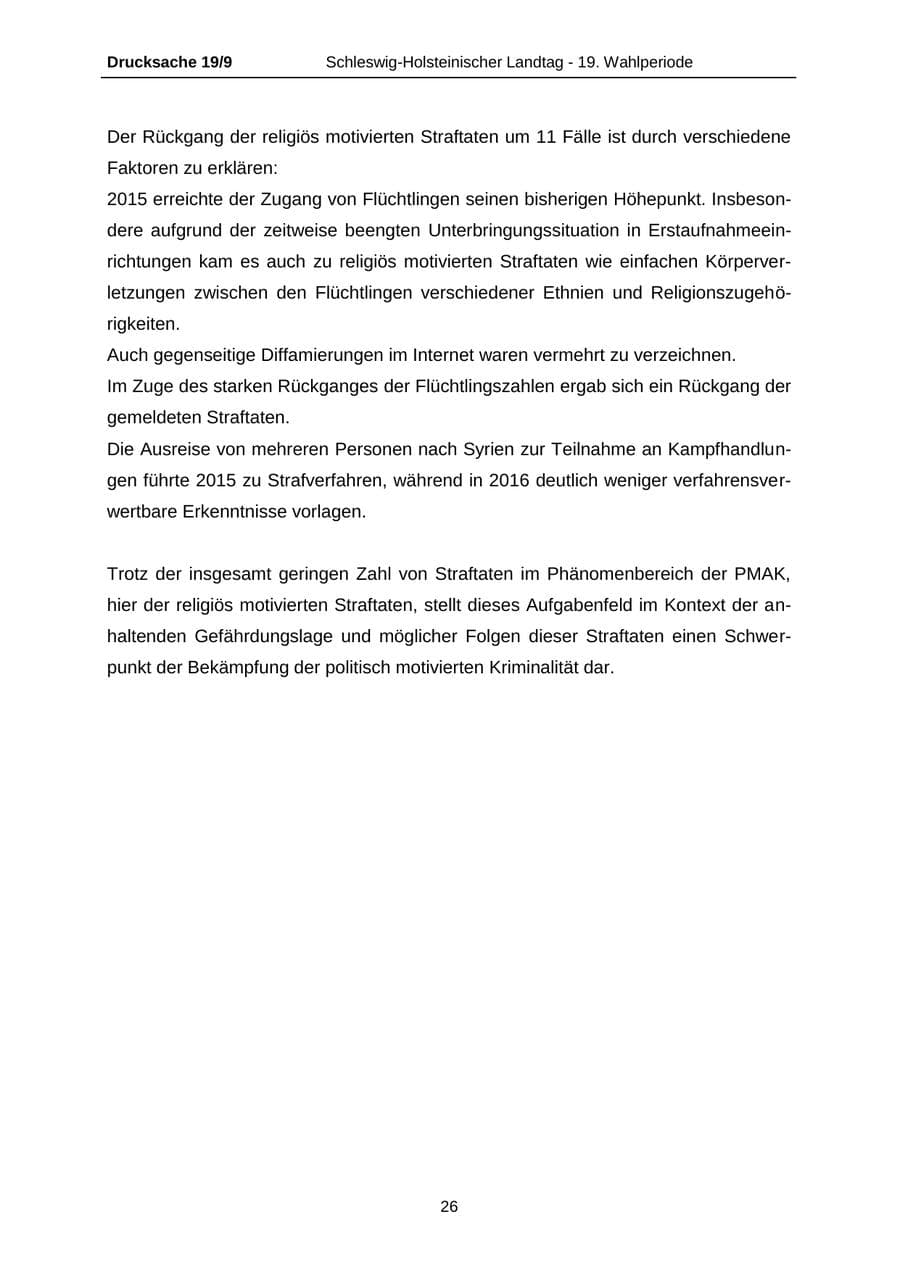 Seite 26 des Verfassungsschutzbericht 2016 Schleswig-Holstein