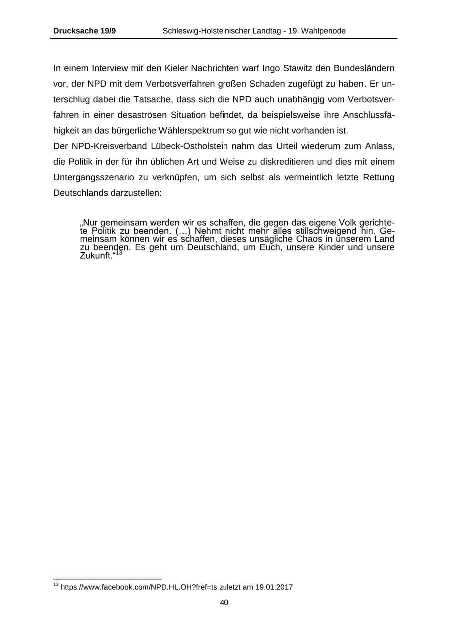 Seite 40 des Verfassungsschutzbericht 2016 Schleswig-Holstein