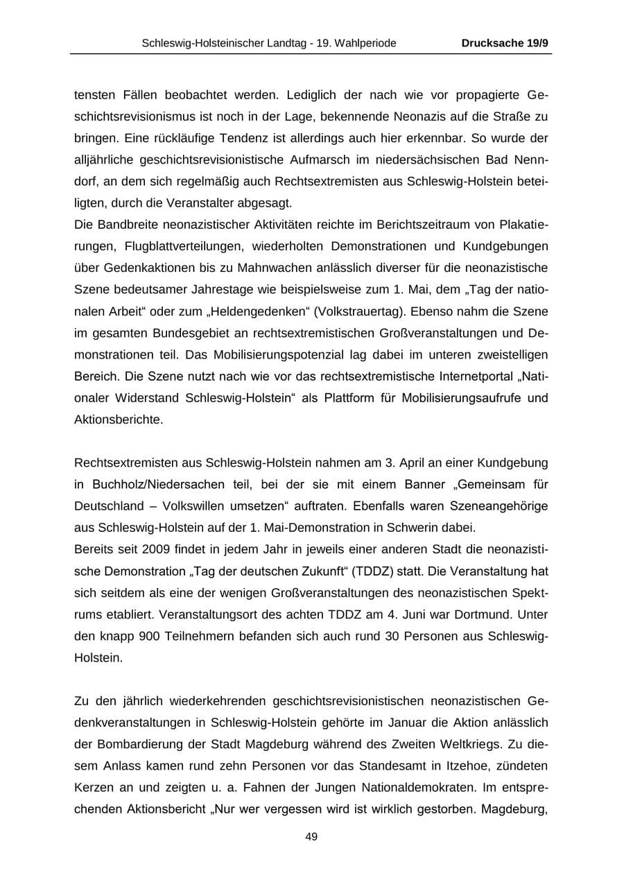 Seite 49 des Verfassungsschutzbericht 2016 Schleswig-Holstein