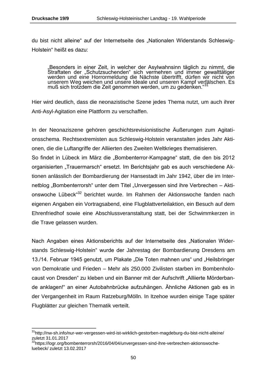 Seite 50 des Verfassungsschutzbericht 2016 Schleswig-Holstein