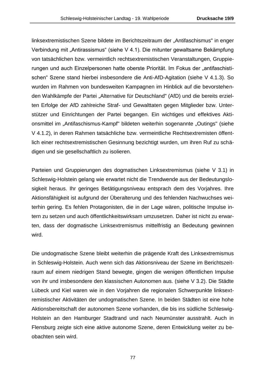 Seite 77 des Verfassungsschutzbericht 2016 Schleswig-Holstein