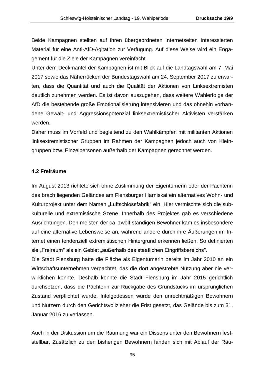 Seite 95 des Verfassungsschutzbericht 2016 Schleswig-Holstein