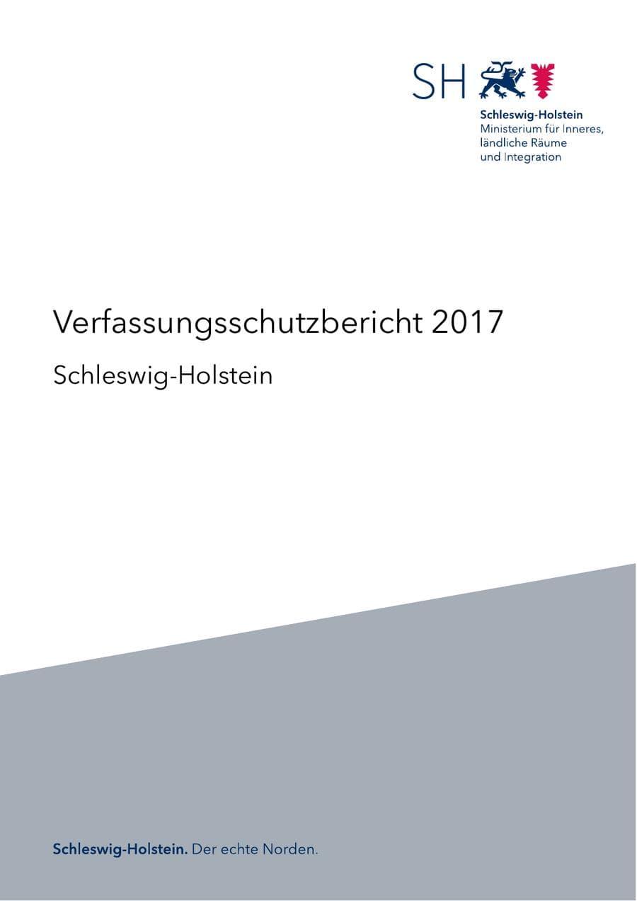 Seite 1 des Verfassungsschutzbericht 2017 Schleswig-Holstein