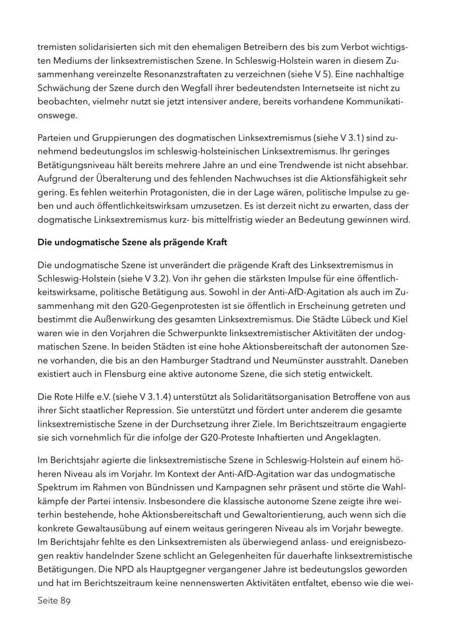 Seite 102 des Verfassungsschutzbericht 2017 Schleswig-Holstein
