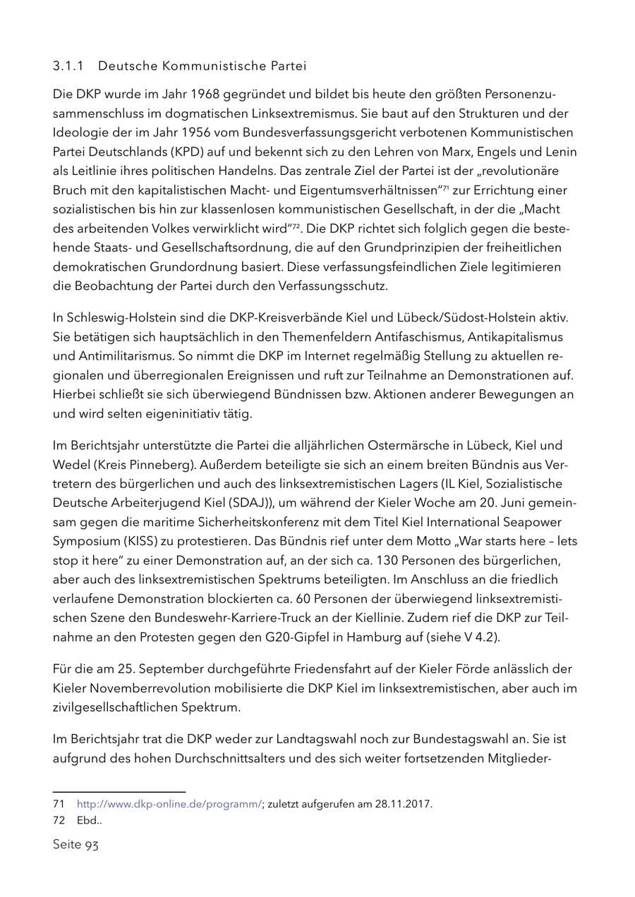 Seite 106 des Verfassungsschutzbericht 2017 Schleswig-Holstein