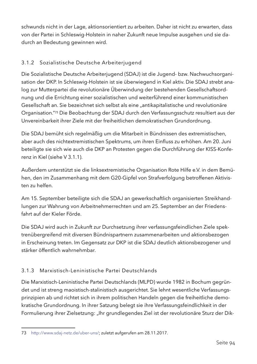 Seite 107 des Verfassungsschutzbericht 2017 Schleswig-Holstein
