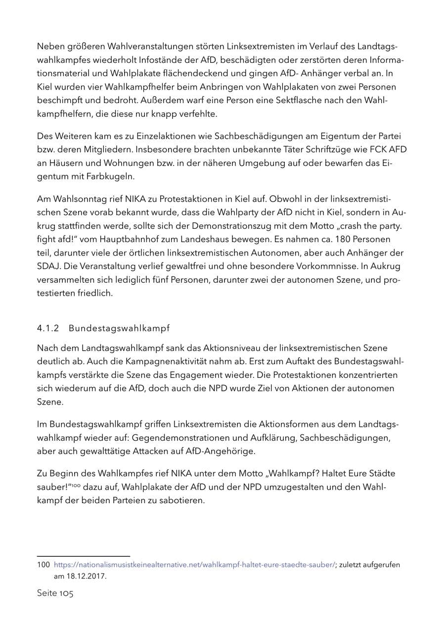 Seite 118 des Verfassungsschutzbericht 2017 Schleswig-Holstein