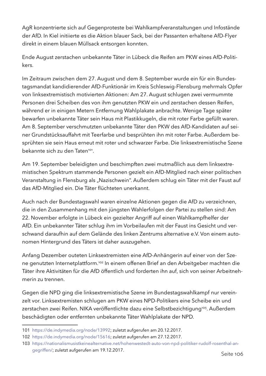 Seite 119 des Verfassungsschutzbericht 2017 Schleswig-Holstein