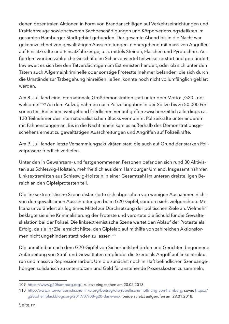 Seite 124 des Verfassungsschutzbericht 2017 Schleswig-Holstein