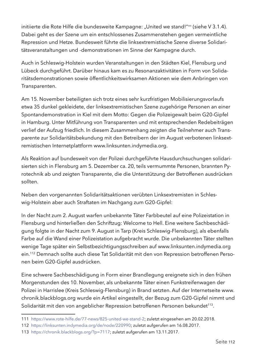 Seite 125 des Verfassungsschutzbericht 2017 Schleswig-Holstein