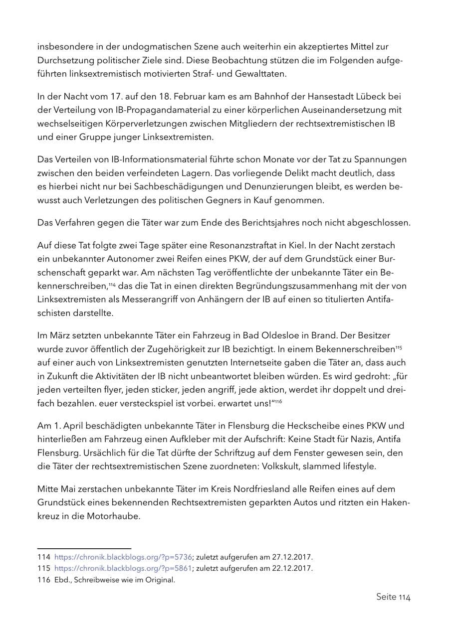 Seite 127 des Verfassungsschutzbericht 2017 Schleswig-Holstein