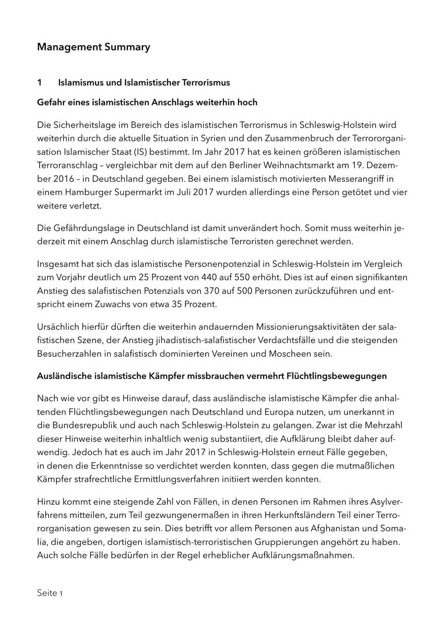 Seite 14 des Verfassungsschutzbericht 2017 Schleswig-Holstein
