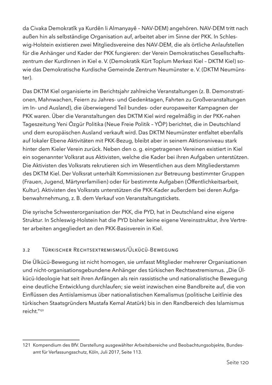 Seite 133 des Verfassungsschutzbericht 2017 Schleswig-Holstein