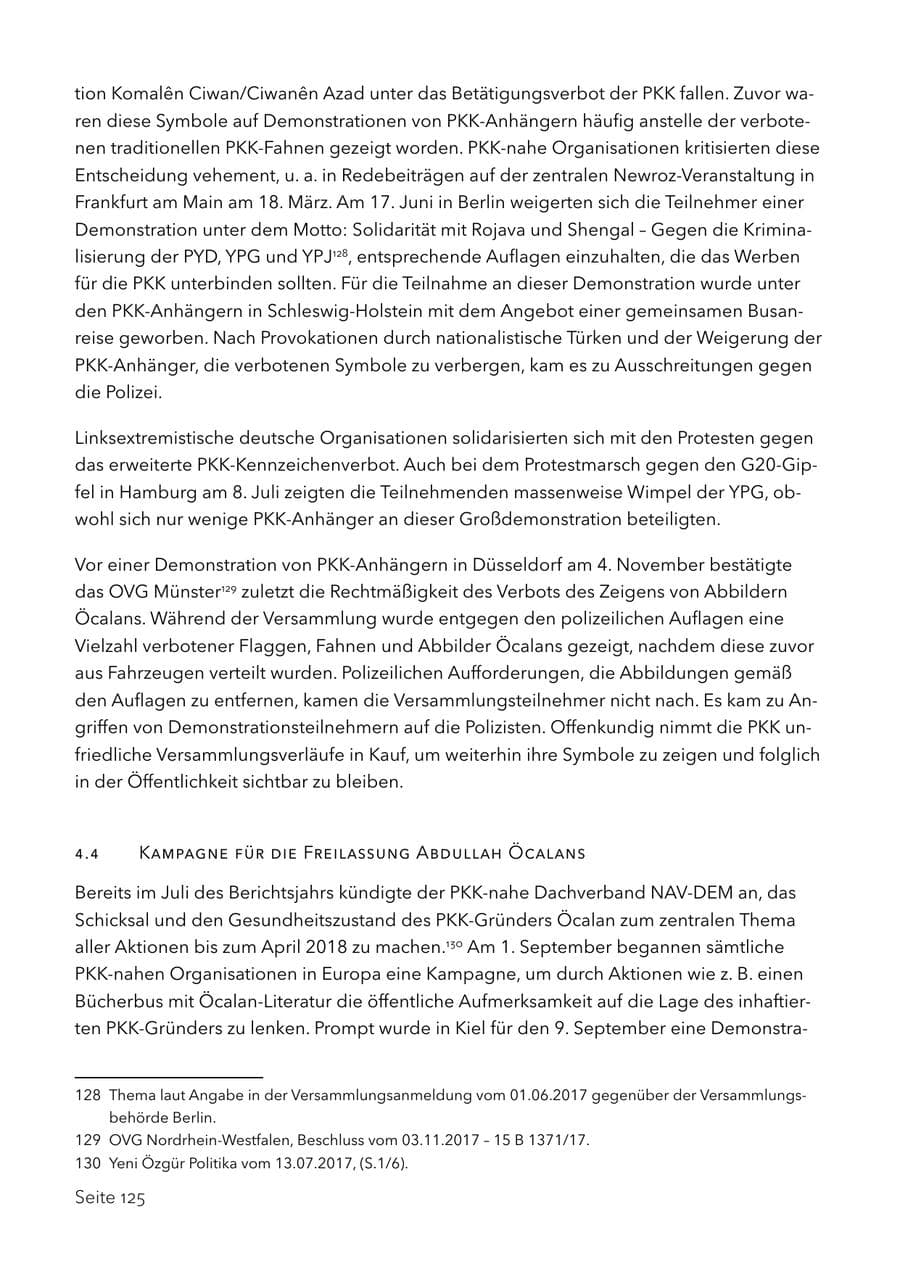 Seite 138 des Verfassungsschutzbericht 2017 Schleswig-Holstein