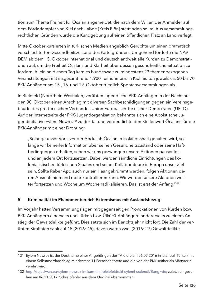 Seite 139 des Verfassungsschutzbericht 2017 Schleswig-Holstein