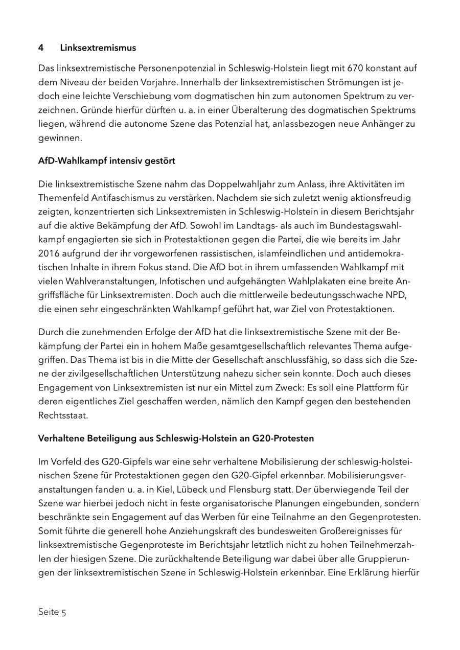 Seite 18 des Verfassungsschutzbericht 2017 Schleswig-Holstein