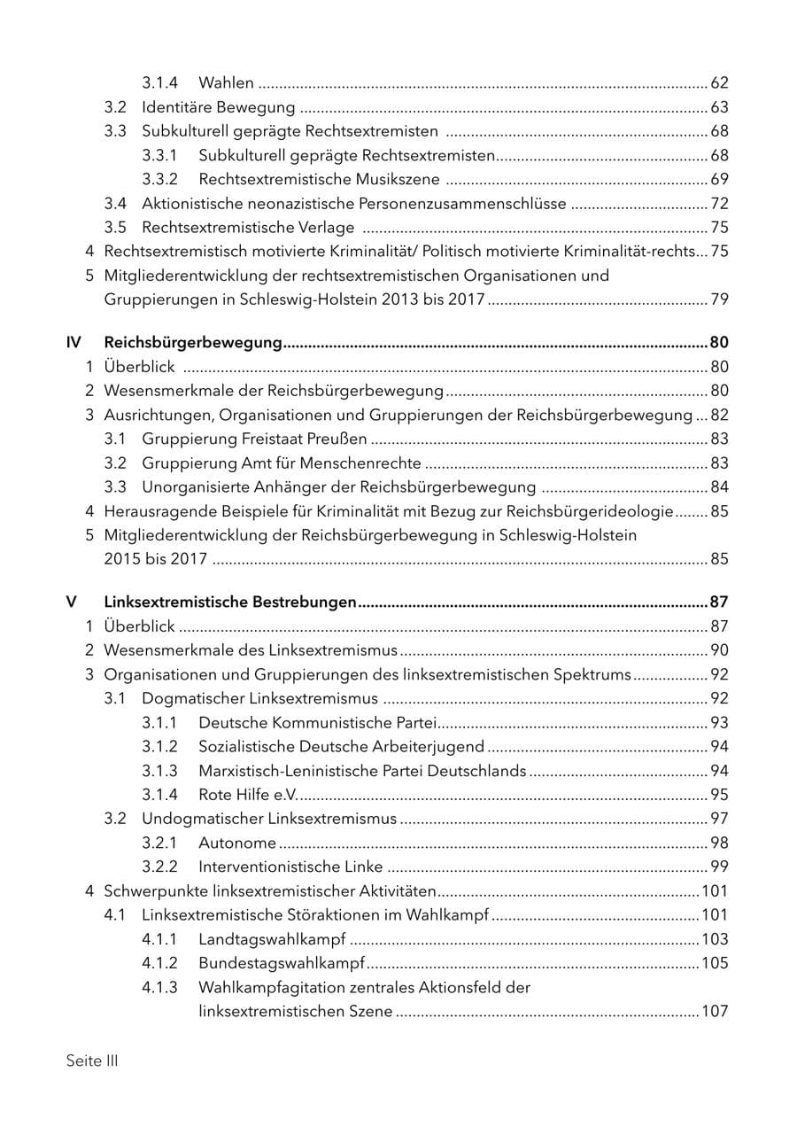 Seite 6 des Verfassungsschutzbericht 2017 Schleswig-Holstein