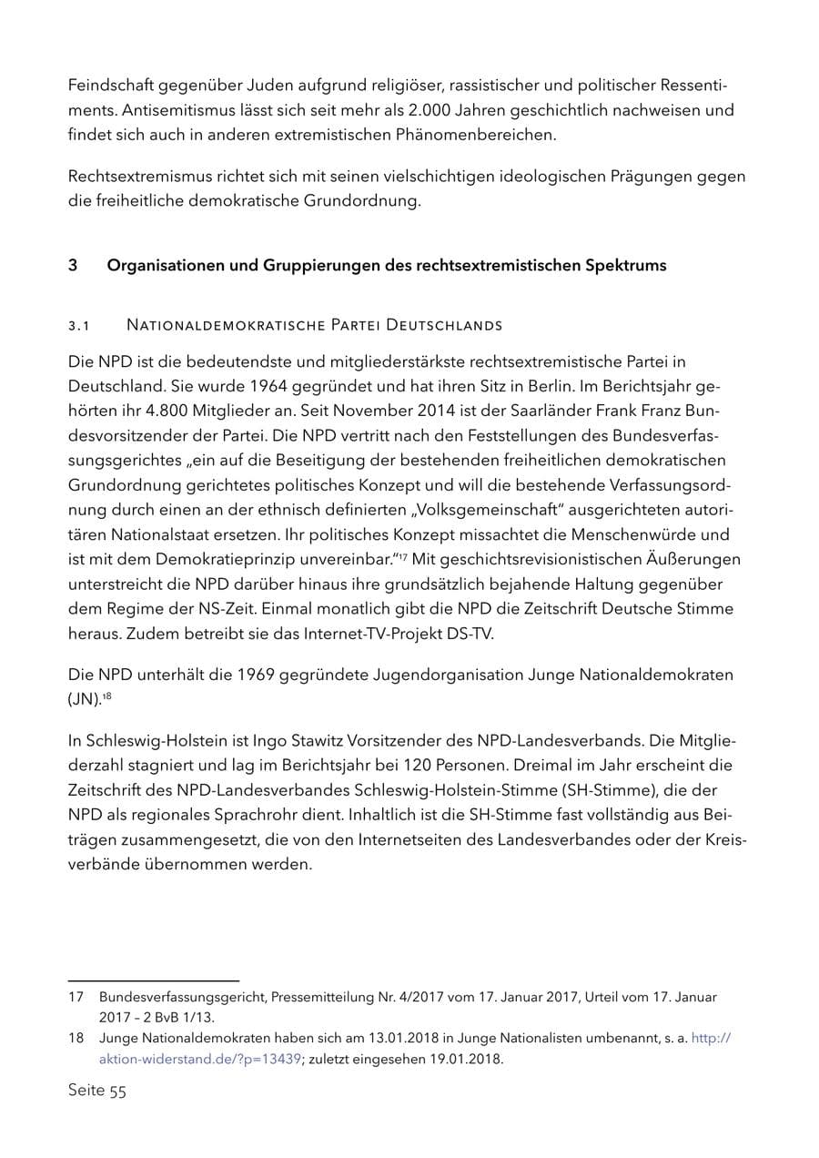 Seite 68 des Verfassungsschutzbericht 2017 Schleswig-Holstein