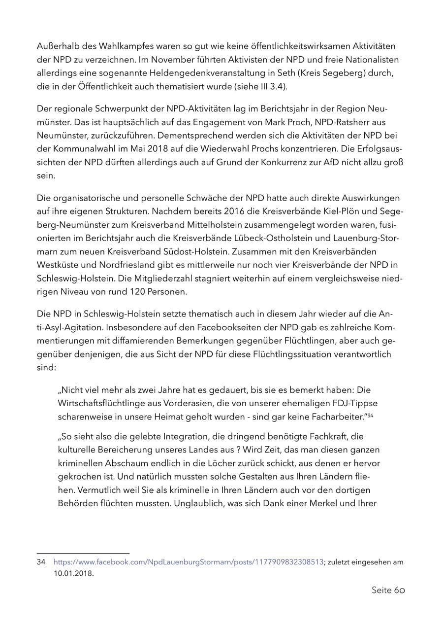 Seite 73 des Verfassungsschutzbericht 2017 Schleswig-Holstein