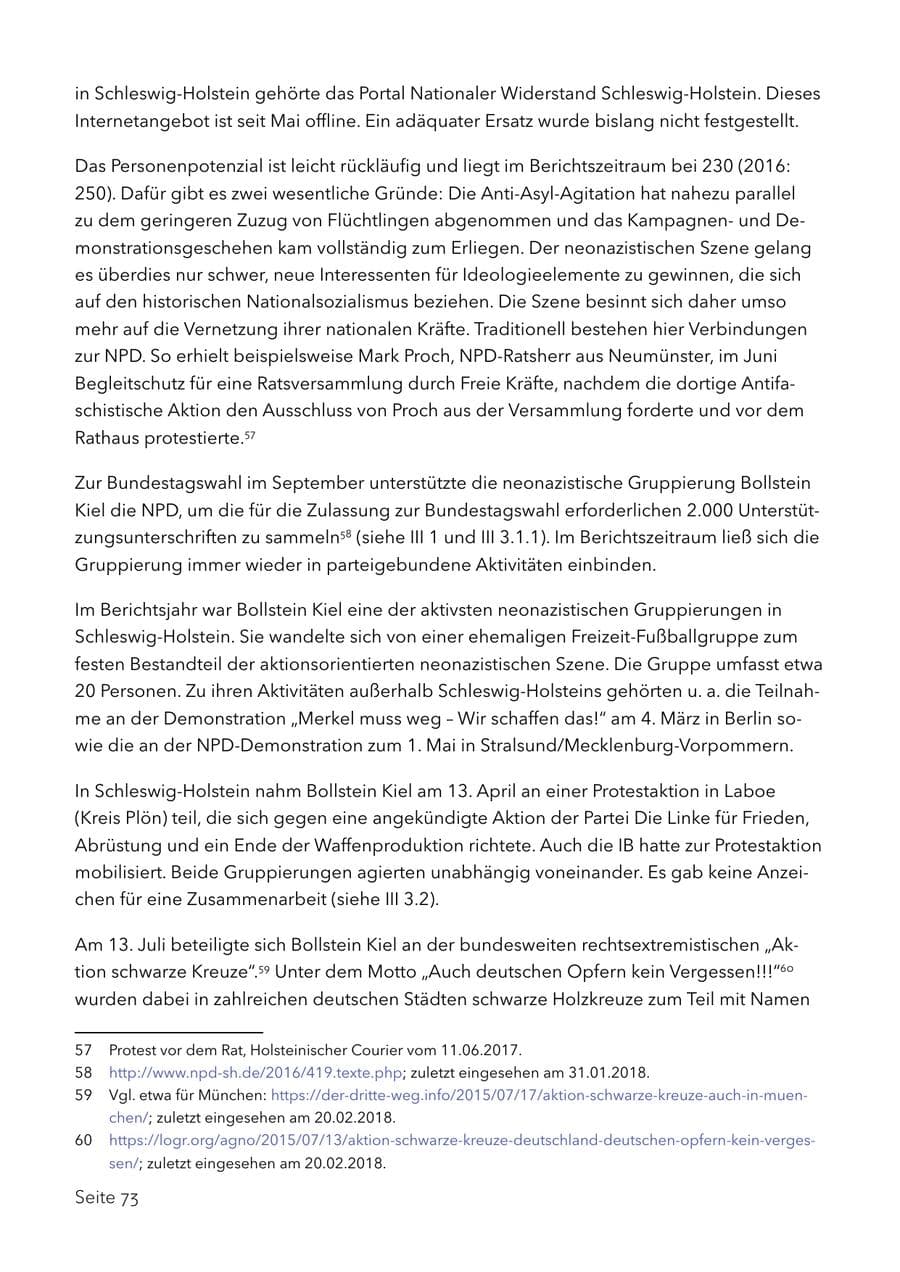 Seite 86 des Verfassungsschutzbericht 2017 Schleswig-Holstein