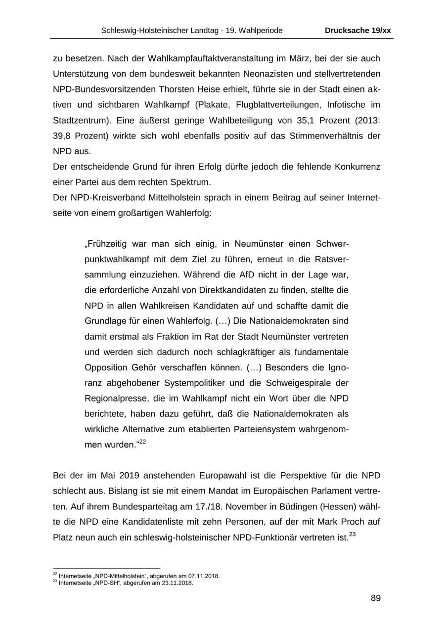 Seite 101 des Verfassungsschutzbericht 2018 Schleswig-Holstein