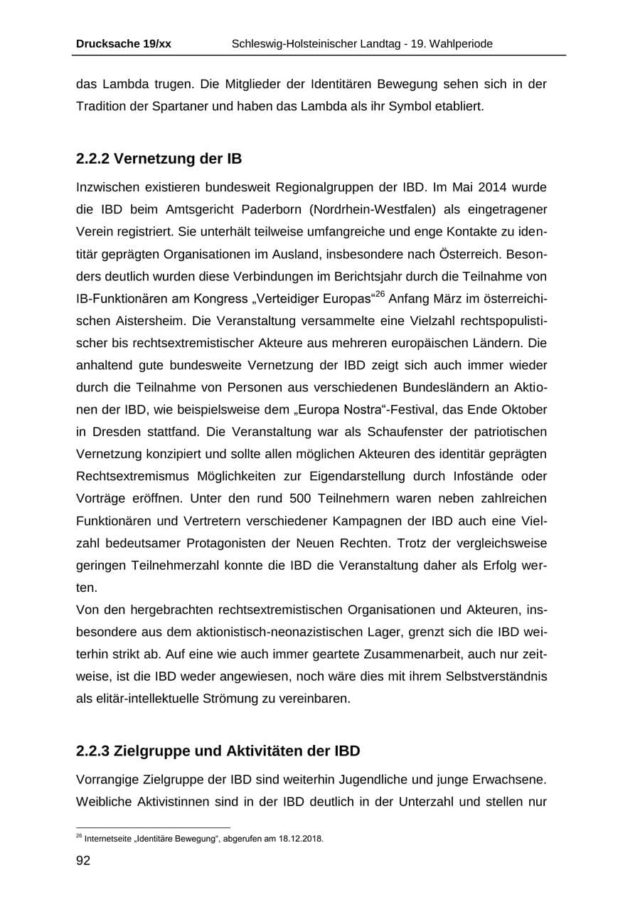 Seite 104 des Verfassungsschutzbericht 2018 Schleswig-Holstein