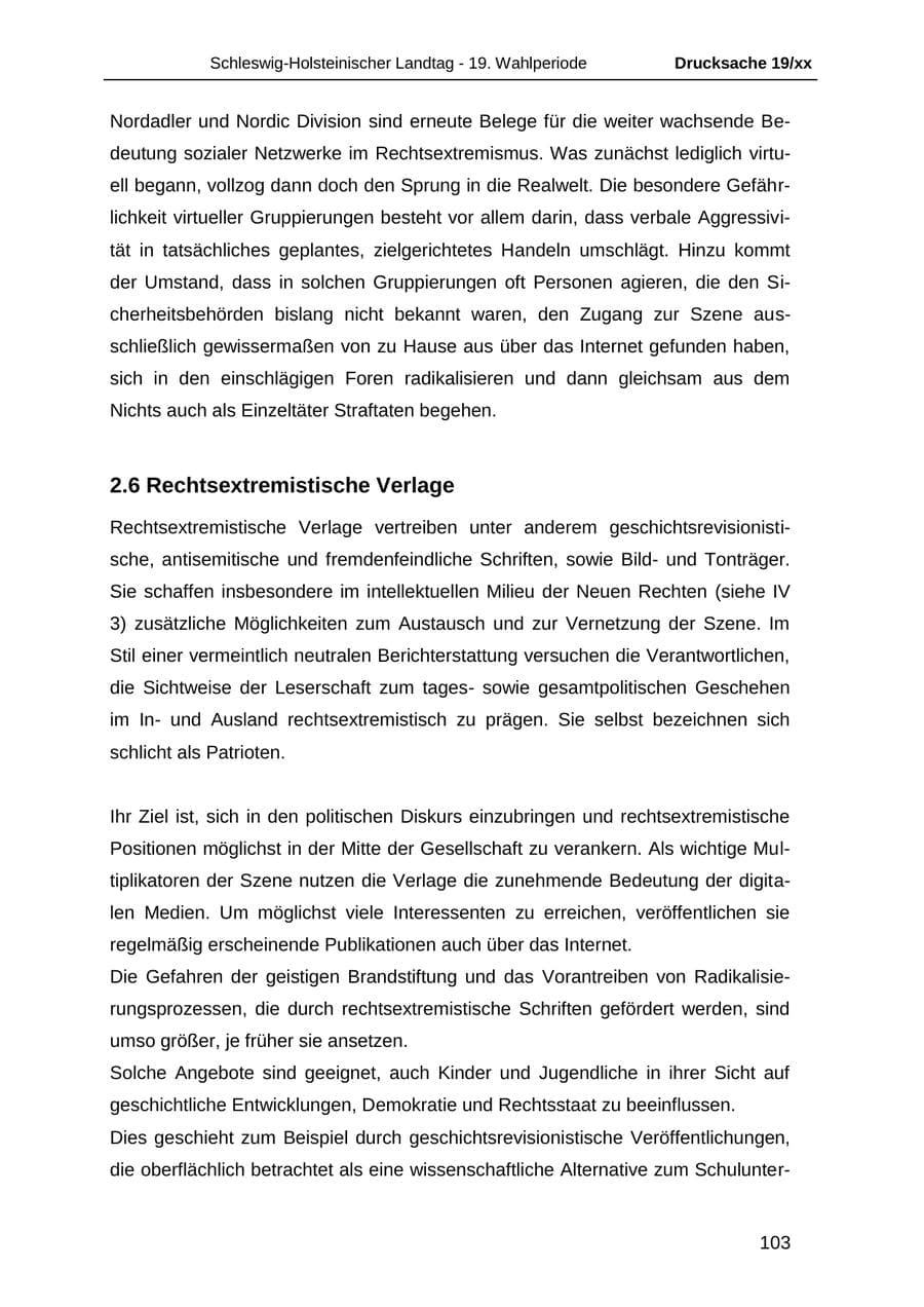 Seite 115 des Verfassungsschutzbericht 2018 Schleswig-Holstein