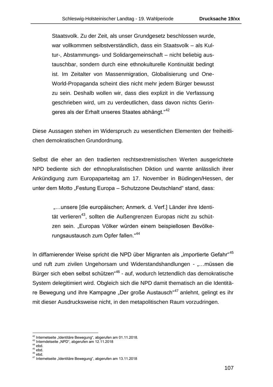 Seite 119 des Verfassungsschutzbericht 2018 Schleswig-Holstein