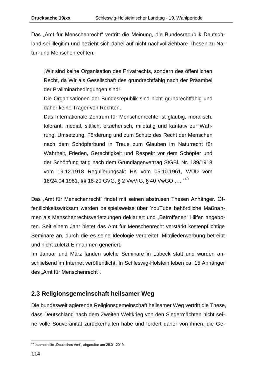 Seite 126 des Verfassungsschutzbericht 2018 Schleswig-Holstein