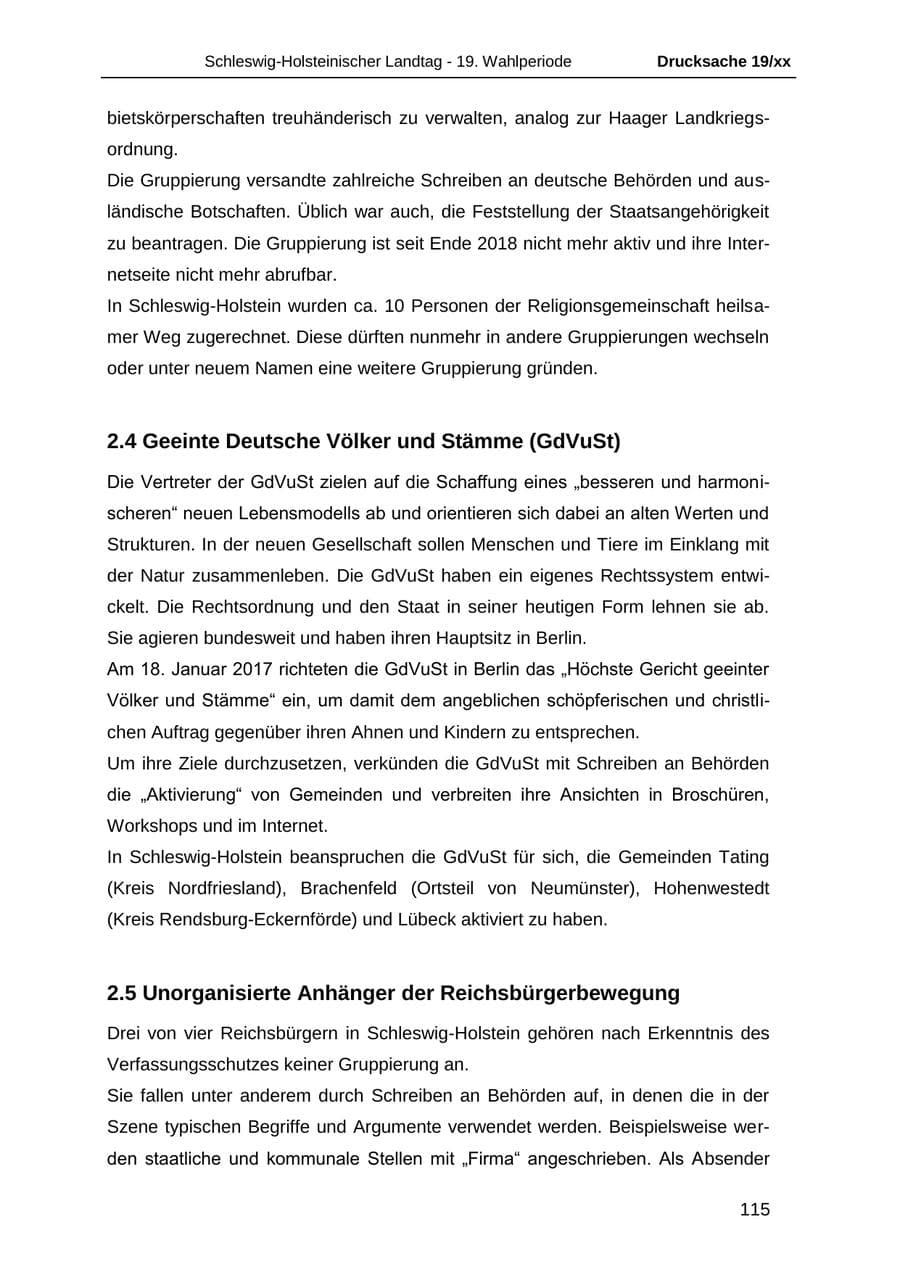 Seite 127 des Verfassungsschutzbericht 2018 Schleswig-Holstein