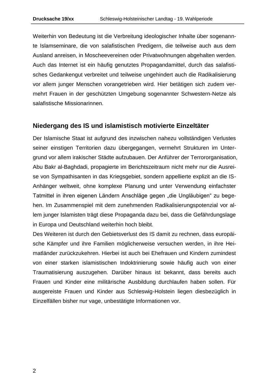 Seite 14 des Verfassungsschutzbericht 2018 Schleswig-Holstein