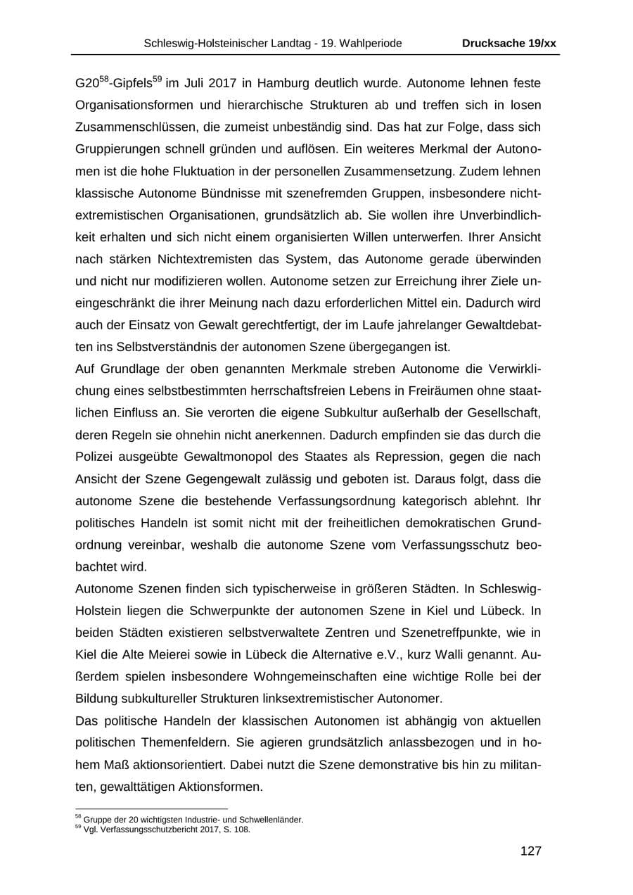 Seite 139 des Verfassungsschutzbericht 2018 Schleswig-Holstein