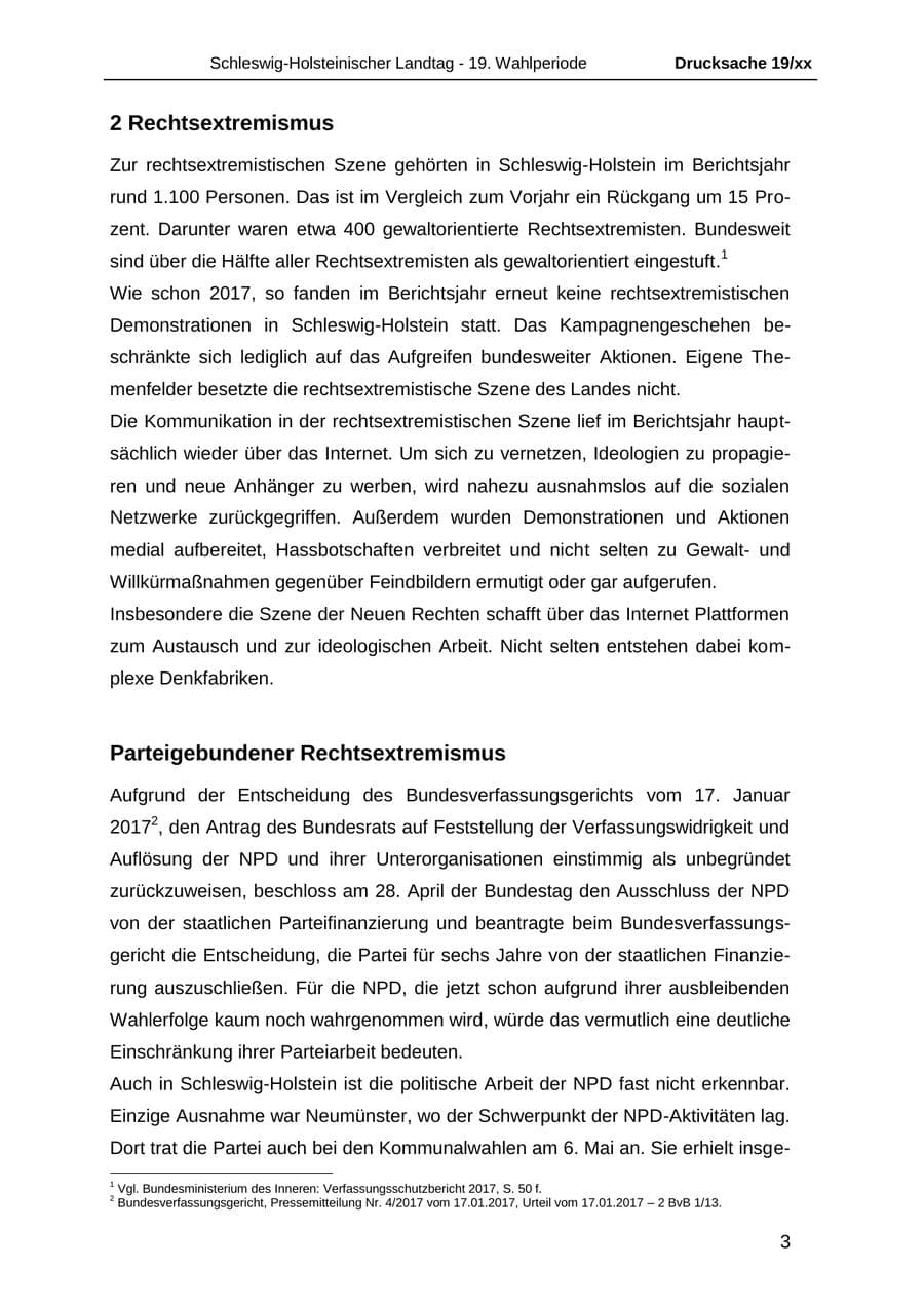 Seite 15 des Verfassungsschutzbericht 2018 Schleswig-Holstein